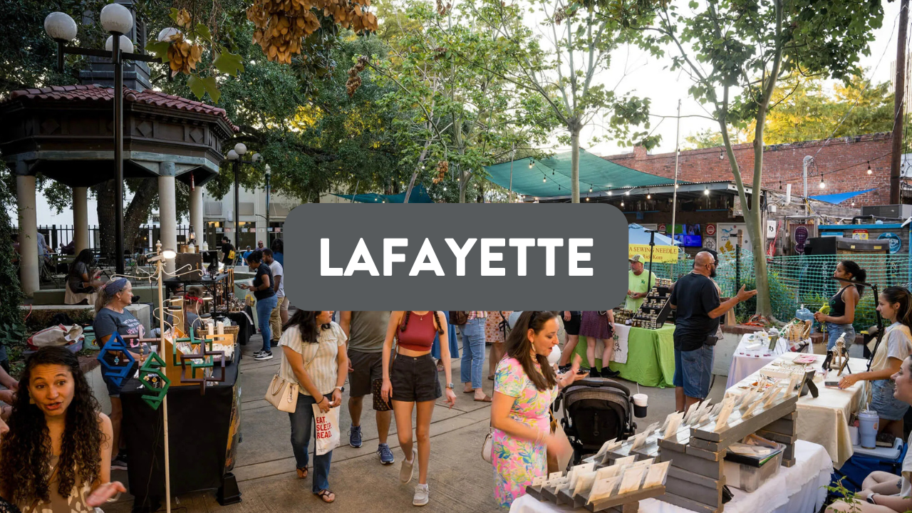 LAFAYETTE CITY SCAPE TEXT READS LAFAYETTE